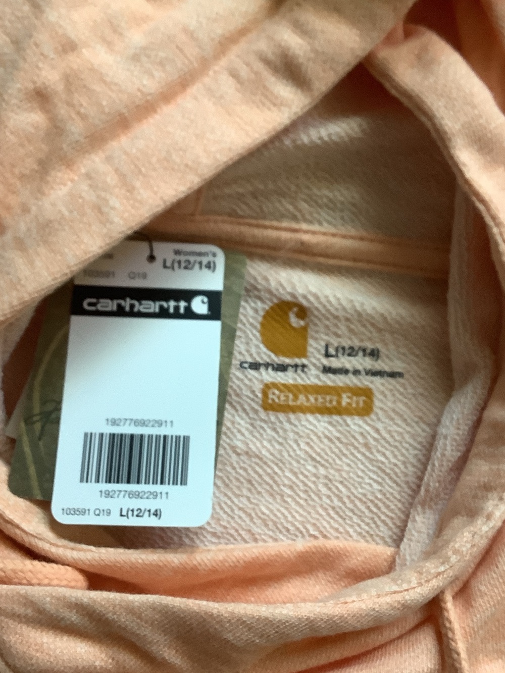 Carhartt Peach Pullover Hoodie with Kangaroo Pocket - Picture 2 of 3